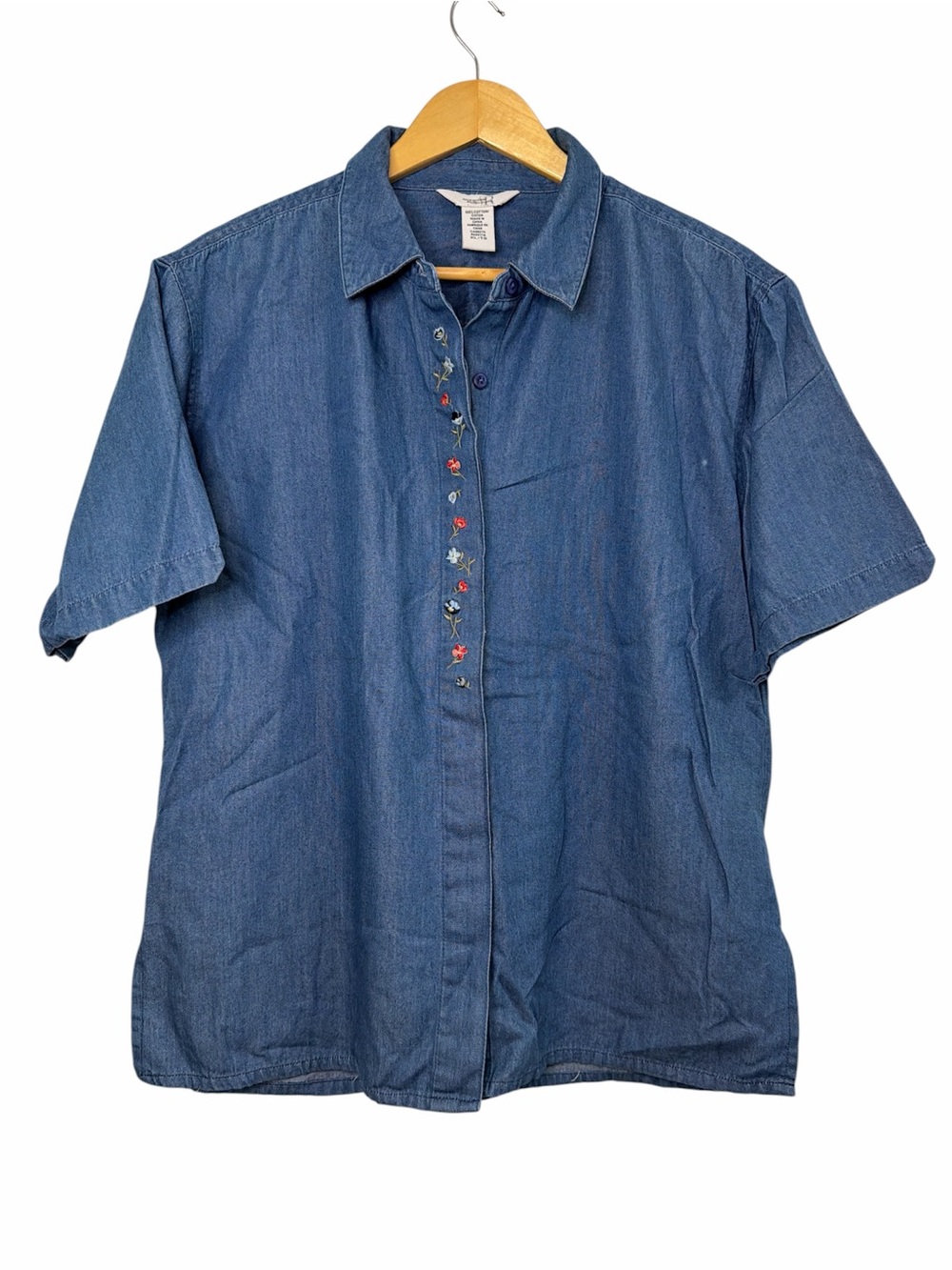 Northern Reflections Chambray Denim Shirt Embroidered Floral XL